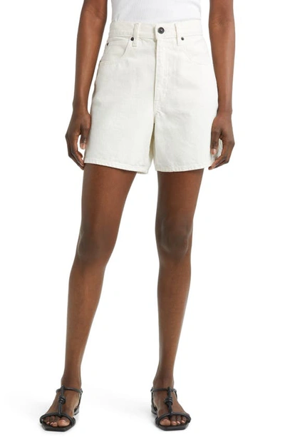 Shop Slvrlake Walker Relaxed Organic Cotton Denim Shorts In White
