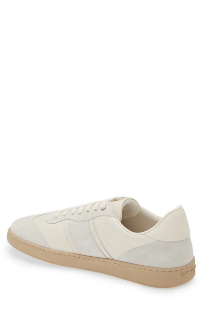 Ferragamo Men's Achille 1 Suede Leather Low-top Sneakers In Mascarpone