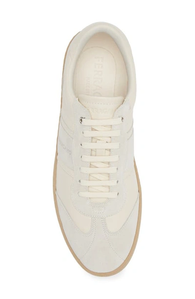 Ferragamo Men's Achille 1 Suede Leather Low-top Sneakers In Mascarpone