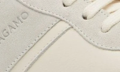 Ferragamo Men's Achille 1 Suede Leather Low-top Sneakers In Mascarpone