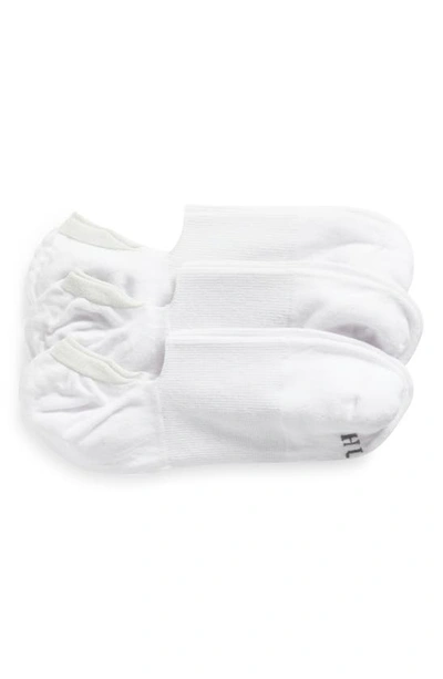 Hue Assorted 3-pack Arch Hug Cotton Blend Liner Socks In White Pack