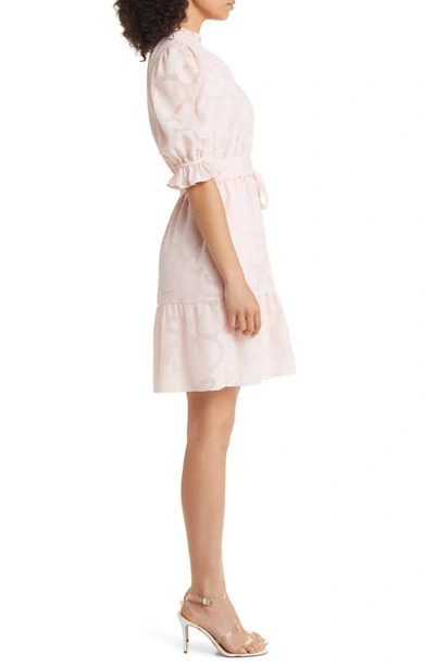 Shop Eliza J Floral Jacquard Belted Dress In Blush
