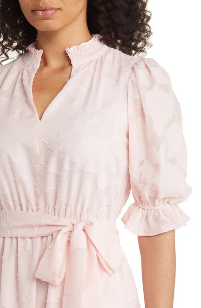Shop Eliza J Floral Jacquard Belted Dress In Blush