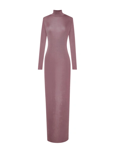 Shop Saint Laurent Long Viscose Dress In Nude & Neutrals