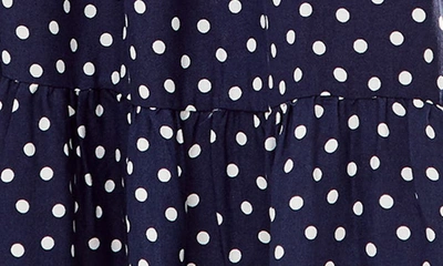 Shop Love By Design Marylin Ruffle Crepe Maxi Dress In Aspirin Dot Navy