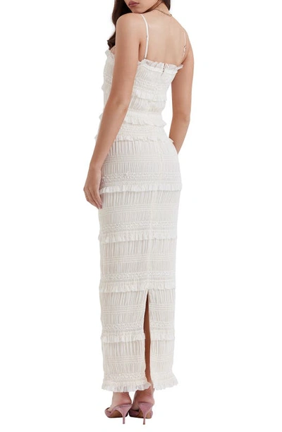 House Of Cb Solana Sequin Smocked & Shirred Cocktail Dress In Ivory Print