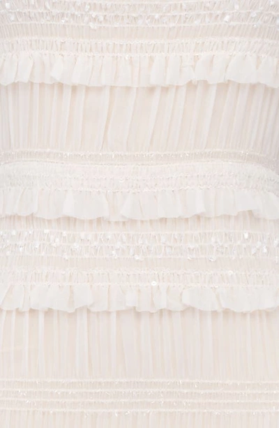 House Of Cb Solana Sequin Smocked & Shirred Cocktail Dress In Ivory Print