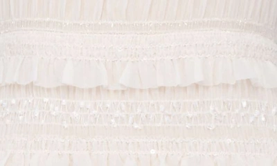 House Of Cb Solana Sequin Smocked & Shirred Cocktail Dress In Ivory Print