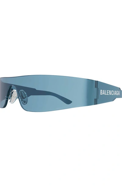 Shop Balenciaga 99mm Shield Sunglasses In Blue