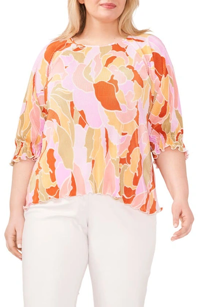 Halogen (r) Abstract Print Plissé Blouse In Canyon Sunset