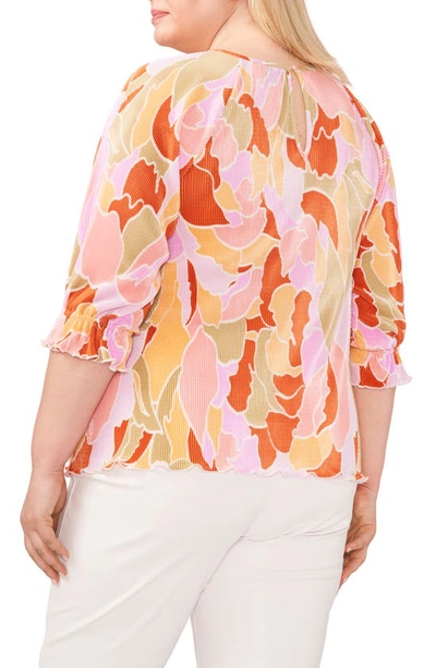 Halogen (r) Abstract Print Plissé Blouse In Canyon Sunset