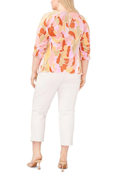 Halogen (r) Abstract Print Plissé Blouse In Canyon Sunset