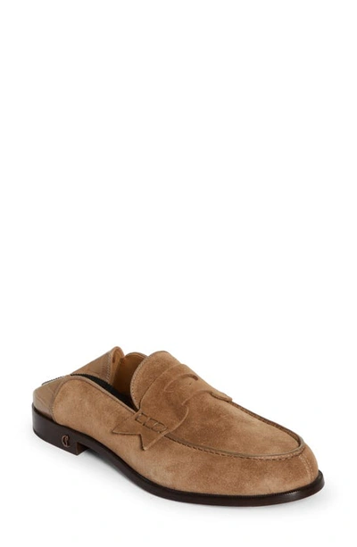 Christian Louboutin Men's Penny No Back Suede Penny Loafers In C941 Roca