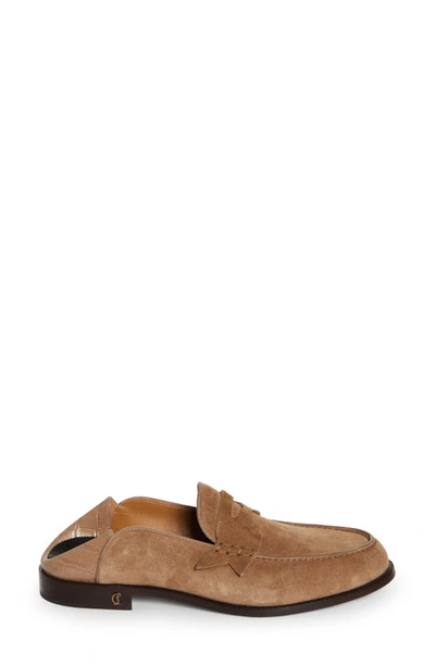 Christian Louboutin Men's Penny No Back Suede Penny Loafers In C941 Roca