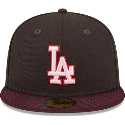 LA Dodgers New Era 5950 Basic Fitted Hat - Brown/W