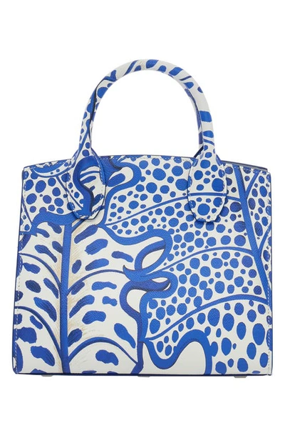 Ferragamo The Studio Foliage-print Box Top-handle Bag In Lapis/ Optic White