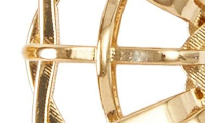 Shop Burberry Check Open Cage Huggie Hoop Earrings In Light Gold