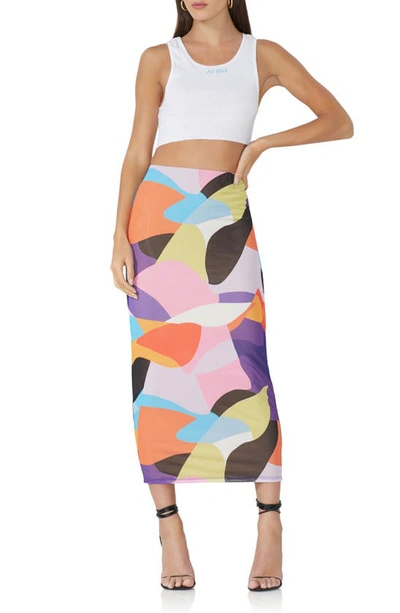 Shop Afrm Abigal Print Maxi Skirt In Abstract Color Block