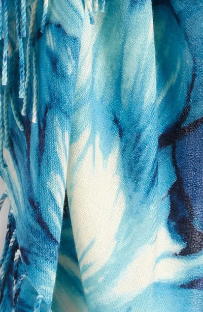 Nordstrom Tissue Print Wool & Cashmere Wrap Scarf In Blue Moonlit Fleur