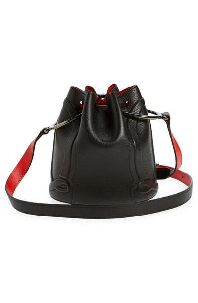 Shop Christian Louboutin By My Side Grained Calfskin Leather Bucket Bag In Cm53 Black/ Black