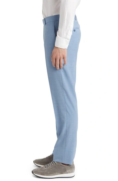 Shop Nordstrom Trim Fit Flat Front Stretch Délavé Dress Pants In Blue Chambray