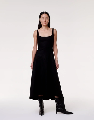 Shop Another Tomorrow Seamed Bodice Dress In Black