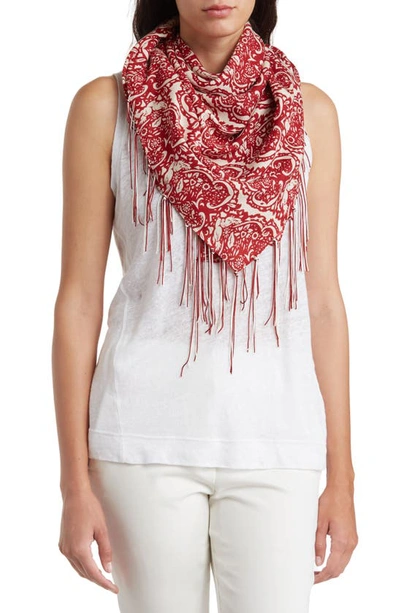 Shop La Fiorentina Paisley Print Square Scarf In Red