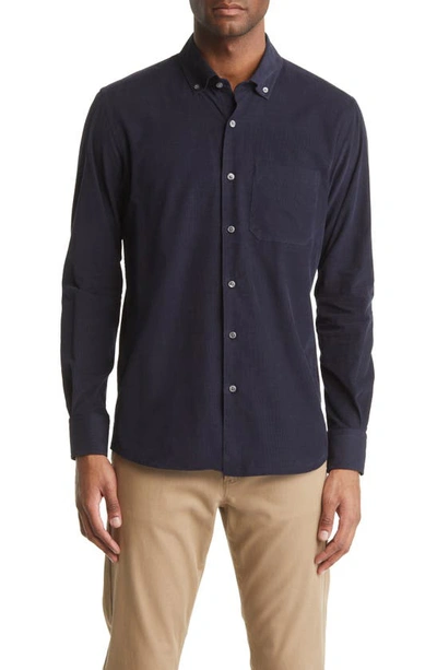 Shop Scott Barber Solid Button-down Baby Corduroy Shirt In Navy