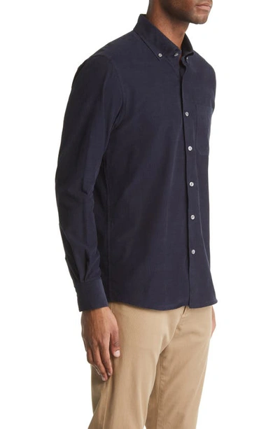 Shop Scott Barber Solid Button-down Baby Corduroy Shirt In Navy
