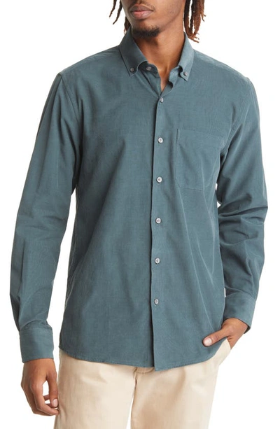 Shop Scott Barber Solid Button-down Baby Corduroy Shirt In Pine