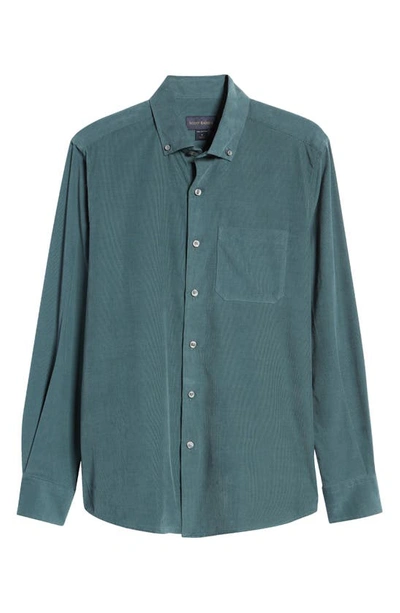 Shop Scott Barber Solid Button-down Baby Corduroy Shirt In Pine