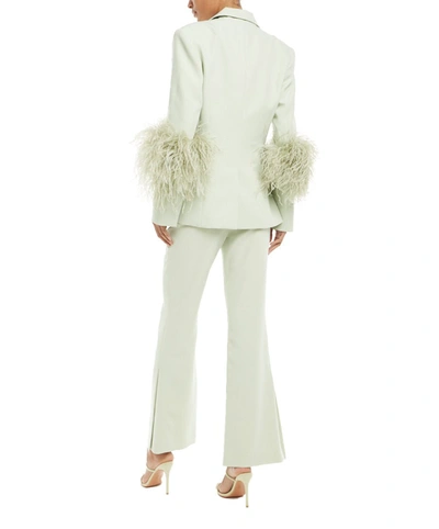 Shop Lapointe Broad Shoulder Blazer With Feathers In Mint