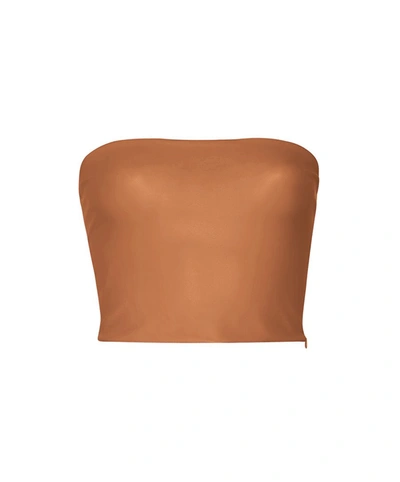 Shop Lapointe Faux Leather Tube Top In Sienna