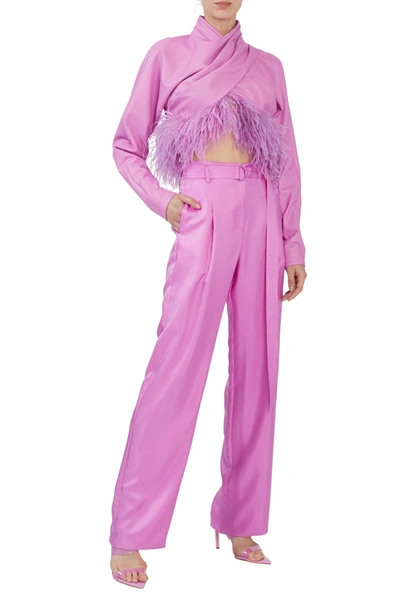 Shop Lapointe Organic Silky Twill High Waisted Belted Pant In Orchid