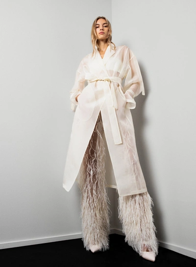 Lapointe Organza Trench In Cream