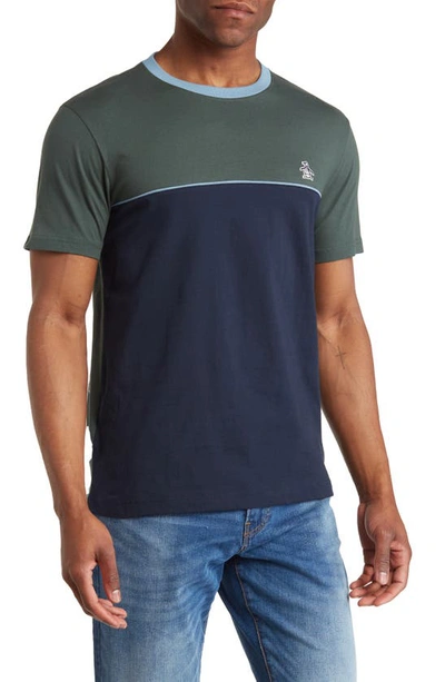 Original Penguin Colorblock Crew T-shirt In Deep Forest