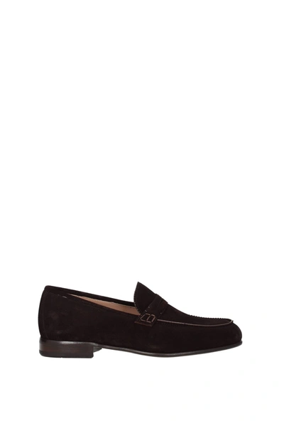 Ferragamo Loafers Lord Suede Brown Brown | ModeSens