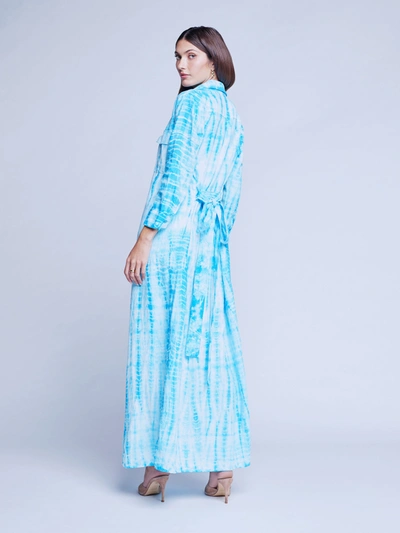 Shop L Agence Cameron Linen Shirt Dress In Aqua Bamboo