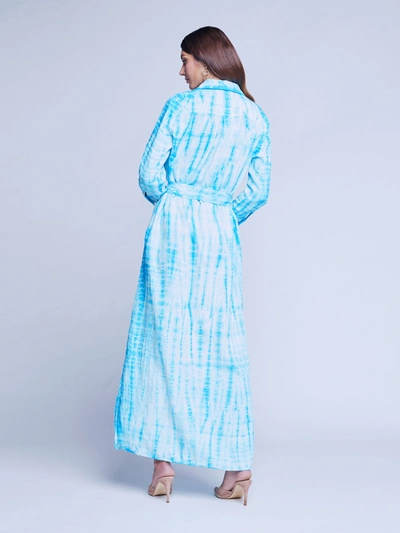 Shop L Agence Cameron Linen Shirt Dress In Aqua Bamboo