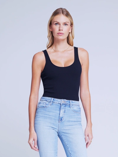 L Agence Women's Nica Scoopneck Rib-knit Bodysuit In Black