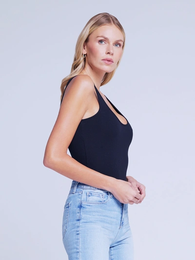 L Agence Women's Nica Scoopneck Rib-knit Bodysuit In Black