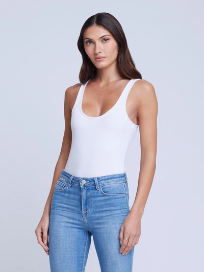 Shop L Agence Nica Scoopneck Bodysuit In White