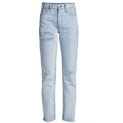 Shop Rag & Bone Maya High Rise Slim Fit Montauk Ripped Jeans In Denim In Blue