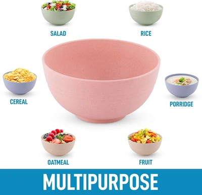 Zulay Kitchen Unbreakable Wheat Straw Plastic Cereal Bowls Set Of 4 In Multi
