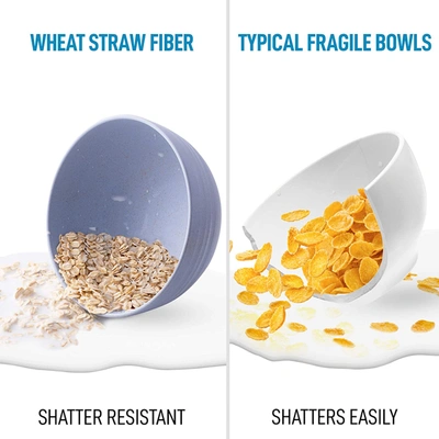 Zulay Kitchen Unbreakable Wheat Straw Plastic Cereal Bowls Set Of 4 In Multi