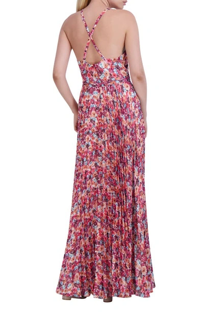 Shop Laundry By Shelli Segal Pleated Maxi Dress In Vintage Wallpaper