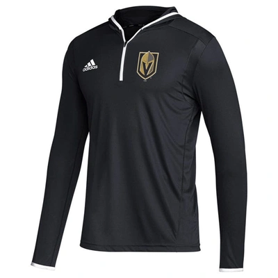 Shop Adidas Originals Adidas Black Vegas Golden Knights Team Long Sleeve Quarter-zip Hoodie T-shirt