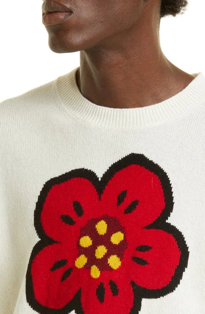 Shop Kenzo Intarsia Boke Flower Paris Logo Wool Sweater In Off White