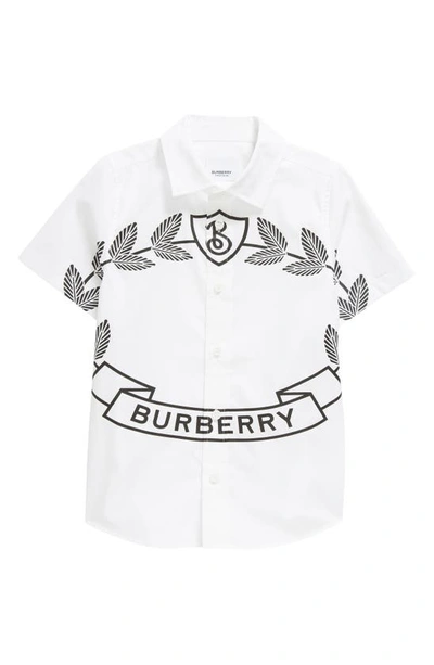 Shop Burberry Kids' Owen Button-up Shirt In White