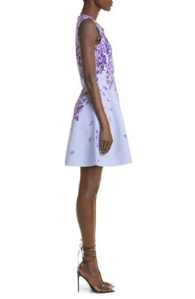 Shop Oscar De La Renta Lilac Jacquard Sleeveless Dress In Lilac/ Blue